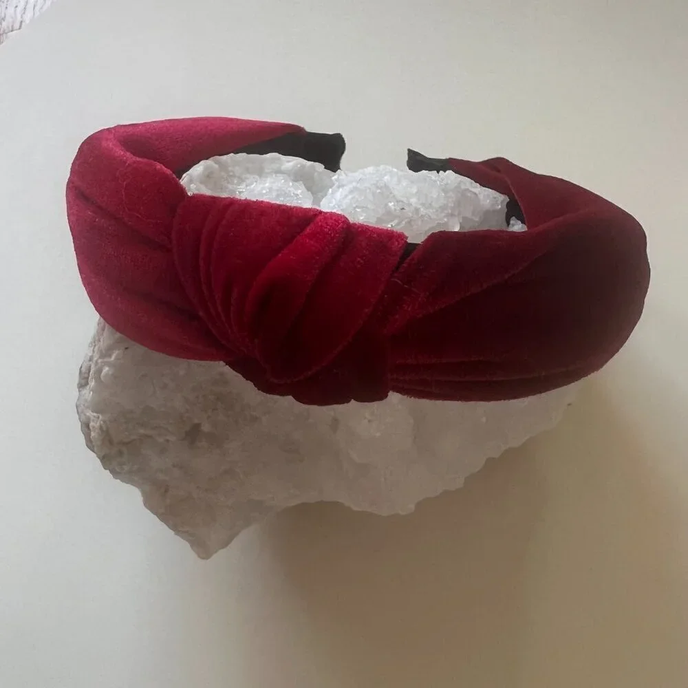 Nordstrom Velvet Knot Headband Scrunchie Hair Set Red Plaid